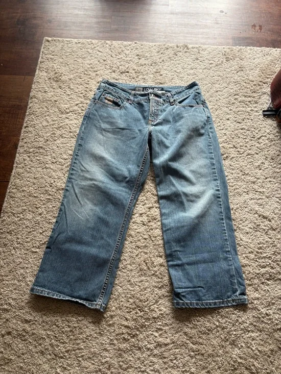 Cruel Girl Women Juniors Sz 13 Blue low rise Cropped Wide Leg denim Jeans - Picture 5 of 8